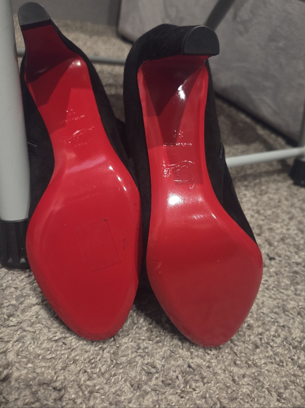 Christian Louboutin Black Suede Ankle Booties with Red Soles - Picture 5 of 6